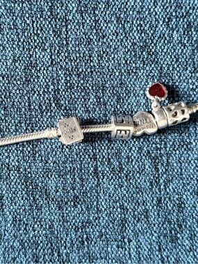 Pandora Silver Bracelet with Red Heart Charm
